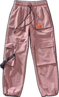 Pink Streetwear Bottoms With Cargo Pockets, Pink Straight Leg Sweatpants With Pockets, Pink Cargo Bottoms For Streetwear, Baggy Pink Pants With Cargo Pockets, Pink Utility Cargo Pants For Streetwear, Pink Cargo Style Pants For Streetwear, Pink Cargo Style Trousers, Pink Casual Parachute Pants With Multiple Pockets, Pink Baggy Cargo Pants