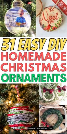 homemade christmas ornaments that are easy to make and can be used as decorations for the tree