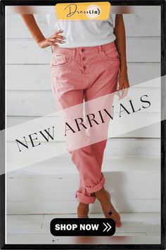 Solid Pants Pink Baggy Ankle-length Pants, Baggy Ankle-length Pink Pants, Casual Pink Bottoms For Fall, Pink Long Pants With Solid Color, Pink Cotton Bottoms Solid Color, Pink Cotton Bottoms, Spring Tapered Leg Solid Bottoms, Spring Solid Color Tapered Leg Bottoms, Pink Relaxed Fit Ankle-length Bottoms