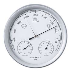 an analog thermometer on a white background