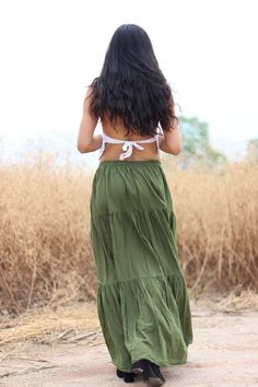 All items are shipped to Thailand Post . Free upgrade to D.H.L Express when you but 2 or more. The USA only. Please leave a phone number with orders . US sizing fits XS - XL please check the sizes in inches in the description. This lovely Boho long skirt is made from 100% cotton soft and very comfortable .The skirt is in three tiers and has a full elastic waist band .Half Lined A great piece to wear with a tight or cropped top . Its is very comfy to wear and easy to care for just wash cold cycle Boho Long Skirt, Long Boho Skirt, Olive Green Skirt, Modest Skirt, Full Length Skirt, Boho Skirt, Modest Skirts, Tiered Maxi Skirt, Formal Skirt