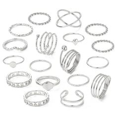 6pc trendy chain/intertwine design mix and match stacking rings comes available in silver and gold options **Random assortment Trendy Silver Round Chain Ring, Trendy Silver Chain Ring As Gift, Trendy Silver Chain Ring Gift, Trendy Silver Chain Ring For Everyday, Trendy Silver Stackable Rings As A Gift, Trendy Adjustable Silver Chain Ring, Trendy Silver Metal Midi Rings, Silver Dainty Chain Ring, Dainty Silver Metal Chain Ring