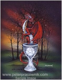 a painting of a dragon sitting on top of a cup