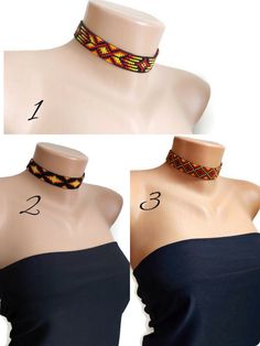 Black - red - orange - yellow beaded choker Measurements: Wide - 0.78 inch (2cm) length - 12 inch (30.5cm) + 3.9 inch (10cm.) chainlet *100% handmade. * Real colors may slightly differ from one monitor to another, as it depends on specific monitor settings. If you have any questions, please free contact me! About shipping: the item will be carefully packed in a gift box and shipped via air mail within 2-5 days of purchase. *Back to my shop https://www.etsy.com/shop/IrinaJewelryBox?ref=hdr *Thank Red Handmade Choker For Festivals, Handmade Orange Beaded Choker Necklace, Yellow Bohemian Beaded Choker Necklace, Bohemian Yellow Choker With Round Beads, Yellow Bohemian Choker With Round Beads, Bohemian Yellow Round Beads Choker, Handmade Orange Choker As Gift, Handmade Orange Choker For Gifts, Red Bead Choker For Festivals