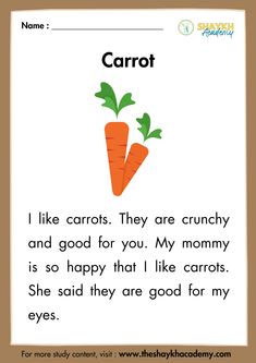 a card with carrots and the words carrot