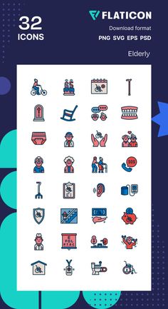 the flat icon pack includes 32 different icons