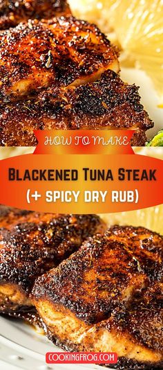 This Blackened Tuna Steak is ready in about 10 minutes and is bursting with flavor! Simply serve it with your favorite side dishes, in tacos, or on a sandwich! I enjoy any type of blackened fish. Blackened Tuna Steak, Tuna Steak Recipe