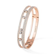 Messika Jewelry - Move Romane Large Pavé Bangle Bracelet M - Pink Gold | Manfredi Jewels Pave Bangle, Diamond Bangle Bracelet, Wrist Jewelry, Luxury Bracelet, Diamond Bangles Bracelet, Diamond Jewel, Bracelets Gold Diamond, Diamond Bangle, Bracelet Collection