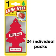 two little trees are in the packaging for each individual pack, and one is red