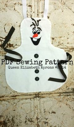 the apron has been made to look like a snowman