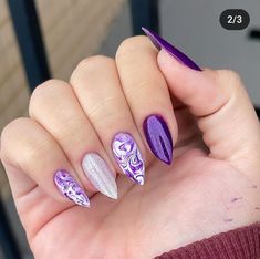 Nails Desing, Girls Nails, Manicure Y Pedicure, Pretty Acrylic Nails, Purple Nails, Nail Decorations, Perfect Nails, Holiday Nails, Nail Manicure