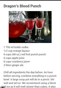 the recipe for dragon's blood punch