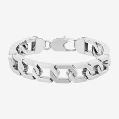 Features: Quick ShipJewelry Closure: Lobster ClaspLink Construction: SolidMetal Color: WhiteChain Length: 8 3/4 InchChain Width: 12 MillimetersCare: Wipe CleanBracelet Type: Link BraceletsMetal: Stainless SteelCountry of Origin: Imported Stainless Steel Bracelet Men, Steel Bracelet, Stainless Steel Bracelet, Link Bracelets, Jewellery And Watches, 4 Inch, Mens Jewelry, Fine Jewelry, Stainless Steel