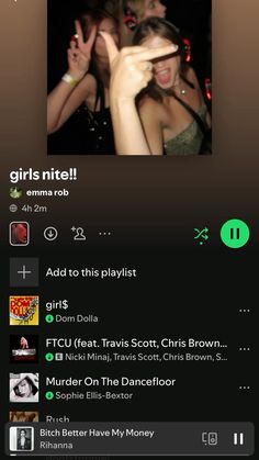 #girlsnight #playlist #spotify #gettingready #drinking #songs #hype #friends #fun #club #goingout #goingoutplaylist #gettingreadyplaylist #bestfriends #music Hype Spotify Playlist, Girls Night Playlist, Club Music Playlist, Drinking Songs, Night Playlist, Playlist Song, Summer Songs Playlist, Music Recs, Throwback Songs