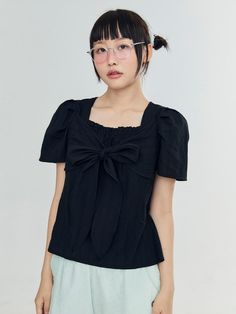 Composition : 100% cottonColor : BlackCountry of Origin : Republic of Korea Tie Blouse, Ribbon Tie, Black Blouse, Top Blouse, Composition, Ribbon, Top Outfits, The Originals, Clothes For Women