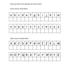 the upper and lowercase letters are shown in this printable alphabet worksheet