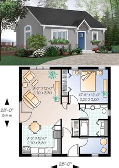 the floor plan for this small house is shown