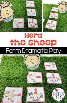 the farm dramatic play game for kids to learn how to read and draw sheeps