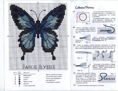 cross stitch pattern book with instructions for butterfly and other things to make it look like they are