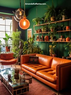 a living room filled with furniture and lots of plants