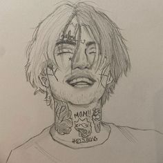 a drawing of a man with tattoos on his face