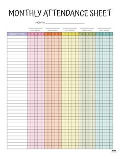 a printable attendance sheet for students to use in their school's calendars