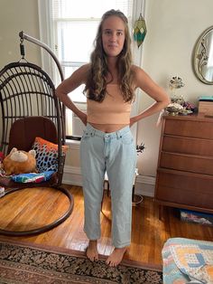 "Tag says 16 waist 17\" hips 21\" rise 11\" length 41\" Model has jeans synched in photo to fit" 90s Style Light Wash Bottoms For Everyday, 90s Style Straight Leg Bottoms For Everyday, 90s Style Everyday Bottoms For Summer, 90s Style Summer Bottoms, 90s Style Summer Bottoms For Everyday, 90s Style Everyday Summer Bottoms, Everyday 90s Style Summer Bottoms, Levi's 505, Levis 505