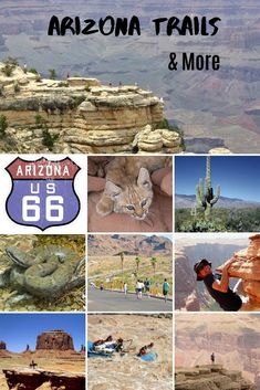 the arizona trail and mojave is shown in this collage with many pictures