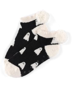 Color: Black Fits Size 5-10 Polyester And Spandex; Rubber Grip Bottom Made In China Vegan Ghost Socks, Vegan Packaging, Socks Aesthetic, Black Ghost, Ghost Gifts, Black Teachers, Fuzzy Texture, Sock Lovers, Ghost Print