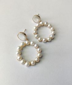 Small Pearl Hoop Earrings - Modern Pearl Earrings - Freshwater Pearl Drop Earrings - Wedding Earrings - Brass Earrings - Gold Earrings Gift - Etsy - Etsy Jewelry - Latest Wedding Earrings - Pearl earrings - Wedding Gift for her - Bridesmaids Gift - Unique Handmade Gifts - Earrings for Women - Indian Jewelry - Trending Jewelry Elegant Pearl Jewelry In Circle Shape, Elegant Pearl Circle Jewelry, Elegant Circular Pearl Jewelry, Elegant Circle Pearl Jewelry, Pearl White Hoop Pearl Earrings, Pearl White Pearl Hoop Earrings, White Pearl Embellished Hoop Earrings For Wedding, White Hoop Pearl Earrings For Formal Occasions, White Hoop Pearl Earrings For Formal Events