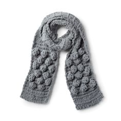 a gray knitted scarf on a white background