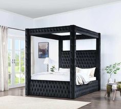 Etherea Black Eastern King Bed - Ornate Home Black And White Bedroom, Black White Bedrooms, Design Ložnic, Black Bedroom Design, Black Rooms, Dark Bedroom, Black Room, Black Bedroom, Bedroom Black