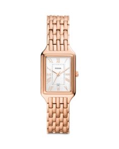 Fossil Raquel Watch, 23mm Gold Watches Women, Pink Watch, Fossil Watch, Fossil Watches, Mesh Bracelet, Three Hands, Gold Case, Women's Watch, White Dial