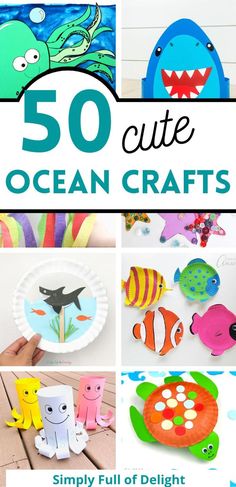 paper octopus, shark craft, paper plate shark craft, tropical fish craft, paper plate turtle, and paper octopus Ocean Crafts Preschool, Ocean Crafts For Kids, Fish Crafts Preschool, Sea Creatures Crafts, Shark Crafts, Underwater Crafts, Ocean Preschool, Seahorse Crafts, Activities For Summer