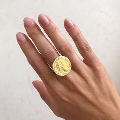 Gold signet ring , stacking ring , coin ring , minimalist ring , delicate ring , gold pinky ring , s Dainty Adjustable Signet Ring, Dainty Gold Open Signet Ring, Dainty Tarnish Resistant Signet Ring, Minimalist Handmade Gold Engraved Ring, Minimalist Gold Plated Signet Ring As Gift, Handmade 14k Gold Open Signet Ring, Handmade Minimalist Open Signet Ring, Minimalist Handmade Open Signet Ring, Gold Coin Shaped Signet Ring