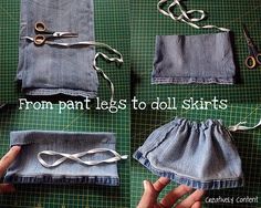 the instructions for how to sew an old pair of jeans with scissors and thread