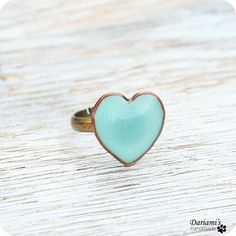 Ring Mint green heart by Dariami on Etsy Green Heart, Matching Rings, Mint Color, Blue Band, Tampa Fl, Fresh Mint, Favorite Rings, Heart On, Copper Color