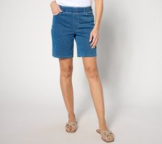 Nothing says summer like a really cute pair of shorts -- and nothing feels as good as this Comfy Knit Air pair from Denim &Co®. Grab your favorite slip-ons or trail-blazing tennis and head out! From Denim & Co® Fashions. Casual Stretch Jean Shorts For Summer, Casual Pull-on Bermuda Shorts, Comfortable Casual Short Bottoms, Sporty Denim Jean Shorts For Summer, Comfortable Bermuda Shorts For Spring, Casual Stretch Jean Shorts With Short Legs, Casual Stretch Jean Shorts, Comfortable Stretch Shorts For Summer, Sporty Denim Bottoms For Summer