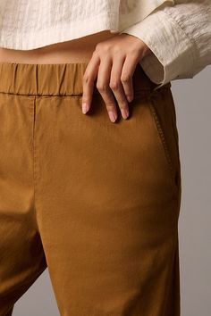 Ease, please - pull-on pants are having a moment, and we couldn't be happier. The Velvet by Graham & Spencer Naya Pull-On Pants offer an elastic waistband and relaxed wide-leg. | Naya Pull-On Pants by Velvet by Graham & Spencer in Brown, Women's, Size: Medium, Cotton/Elastane at Anthropologie Relaxed Fit Pull-on Pants, Versatile Wide Leg Pants With Pull-on Style, Everyday Wide Leg Pull-on Pants, Versatile Everyday Wide Leg Pants With Elastic Waistband, Elevated Casual Ankle-length Pants With Elastic Waistband, Straight Pull-on Style Pants For Everyday, Wide-leg Pants With Elastic Waistband, Wide-leg Pants With Elastic Waistband For Everyday, Everyday Wide-leg Pants With Elastic Waistband