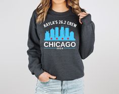 Show your favorite CHICAGO runner support in this CHICAGO 26.2 support crew sweatshirt! These Bella Canvas shirts are constructed of 100% combed, ring spun cotton for a super soft feel.  Available in sizes XS-3XL, Youth SM-XL. Please see the sizing chart within listing photos to find your perfect fit. Ships in 5-6 business days. Please inquire (prior to purchase) if you need your item to ship sooner as we may have the ability to rush your order. CARE INSTRUCTIONS: Wash inside out, tumble dry low Chicago Sweatshirt, Crew Sweatshirts, Mother’s Day, Chicago, Crew Neck Sweatshirt, Perfect Fit, Gender Neutral, Sweatshirts Hoodie, Bathing Beauties