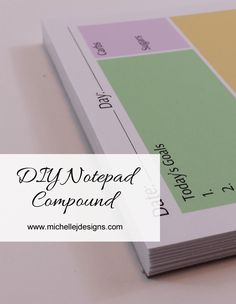 a close up of a book with the words diy notebook compound on it