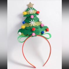 This Unique Colorful Piece Is A Wonderful Addition To Your Wardrobe And Your Style; Sure To Get Lots Of Compliments! Great For Christmas, Parties, Holidays, Or Anytime! Gsumpc50a00hhfw Tree Headband, Christmas Tree Headband, Snowflake Christmas Tree, Star Snowflake, Snowflake Christmas, Christmas Parties, Headdress, Pom Pom, Hair Accessories