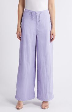 Fall for the silhouette of these wide-leg pants designed with a drawcord waist. Zip fly with button closure; drawcord waist Unlined 60% rayon, 40% polyester Machine wash, line dry Made in USA Men Home Decor, Purple Fits, Hairstyling Products, Rollerball Perfume, Beauty Sale, Fragrance Design, Pants Design, Nordstrom Store, Styling Tools