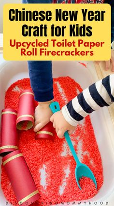 an upcycled toilet paper roll firecrackers for chinese new year crafts