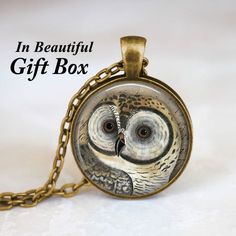 Owl Necklace - Owl Jewelry Bird Necklace Nature Necklace Gray Blue Nature Jewelry Woodland Bird Antique Silver Jewelry With Antique Finish Gift, Antique Silver Jewelry With Antique Finish As Gift, Antique Finish Medallion Necklace As Gift, Antique Finish Medallion Necklace Gift, Antique Gold Nickel-free Necklace For Gift, Antique Gold Nickel-free Necklace Gift, Antique Finish Brass Necklace For Gift, Handmade Antique Gold Jewelry For Gifts, Antique Finish Round Pendant Jewelry For Gift