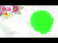 a green background with flowers and hearts