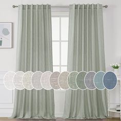 the curtains in this room are different colors