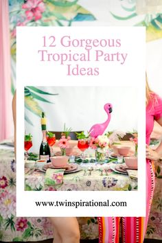 Tropical Party Flamingo Tablescape, Block Head