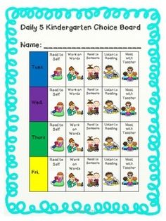 the daily and kinder choice board for children with pictures of people sitting on them