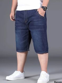 Russoo - Summer Essentials: Premium Plus-Size Mens Comfort Stretch Denim Shorts Big And Tall Casual Bottoms In Medium Wash, Big And Tall Casual Medium Wash Bottoms, Casual Big And Tall Medium Wash Bottoms, Big And Tall Medium Wash Casual Bottoms, Casual Big And Tall Medium Wash Jeans, Casual Big And Tall Short Bottoms, Medium Wash Big And Tall Casual Bottoms, Casual Cotton Jeans For Big And Tall, Casual Big And Tall Cotton Jeans